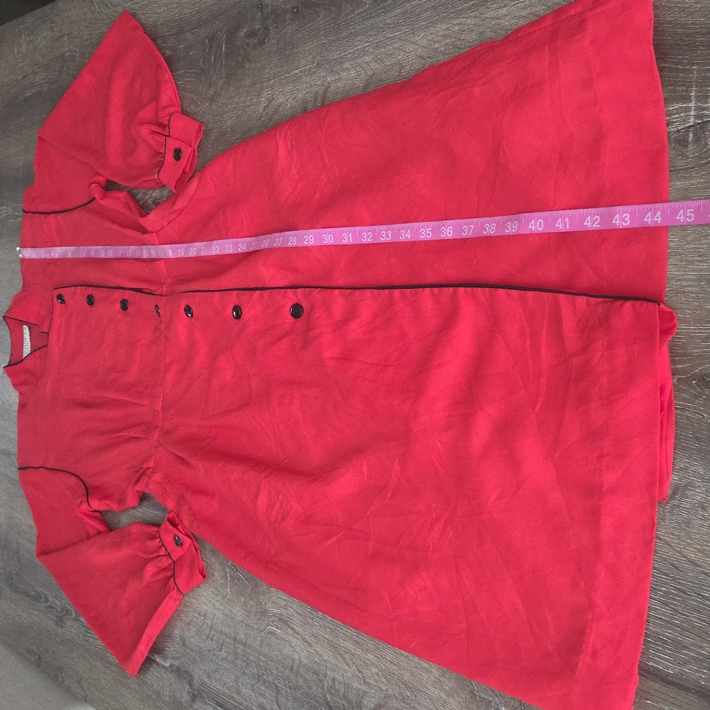 Vintage Frances Henaghan Long Sleeve Button Down Wrap Dress Retro Red Small - Picture 7 of 11